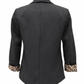 Moderner Blazer schwarz mit Reverskragen und Leo-Detail, Gr. 34-44