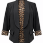 Moderner Blazer schwarz mit Reverskragen und Leo-Detail, Gr. 34-44