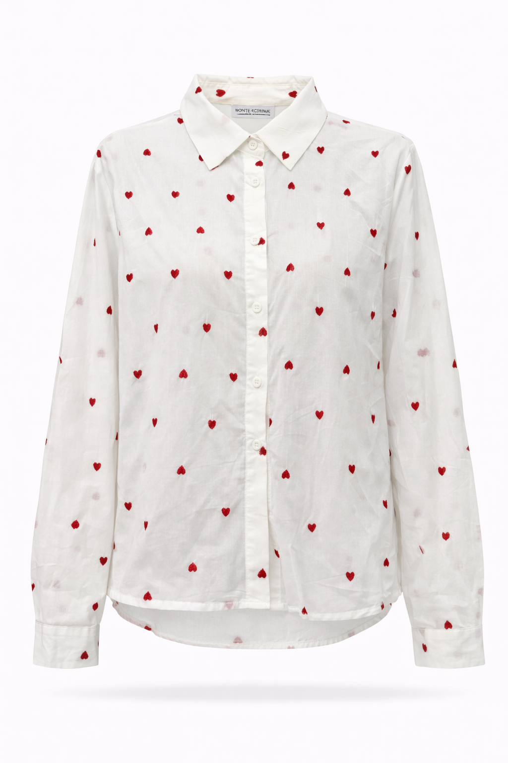 Bluse mit Herzchen weiß, Größe 36-40