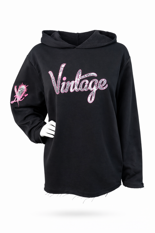 Hoodie "Vintage" schwarz, Gr. 36-44