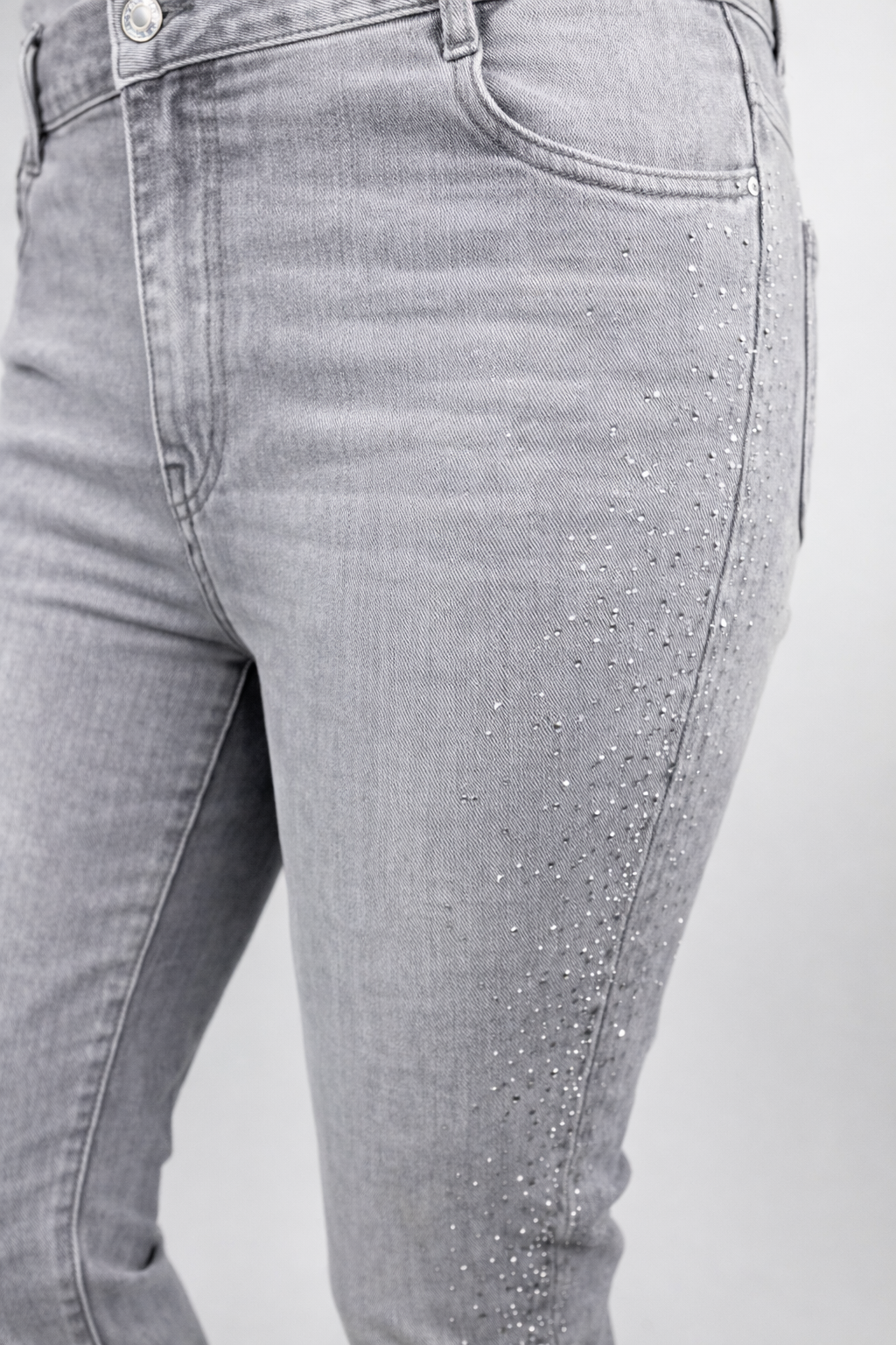 Grey Sparkle Straight-Leg Jeans, Gr. 36-46