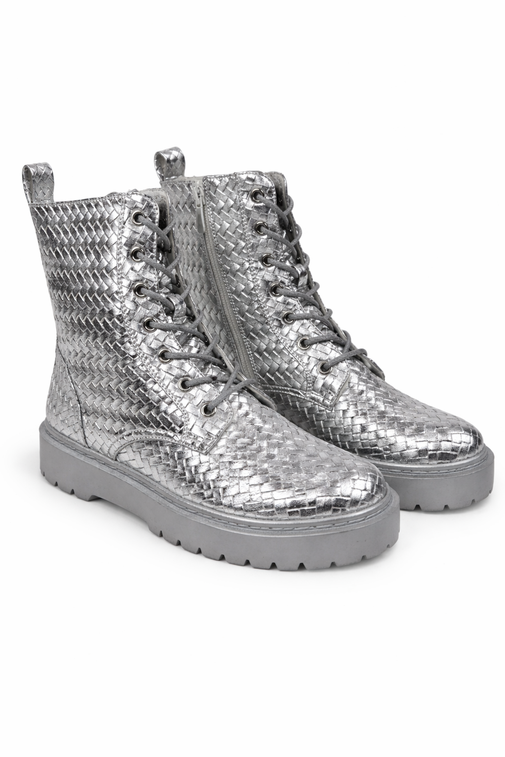 Schnürstiefeletten silber, Gr. 36-41