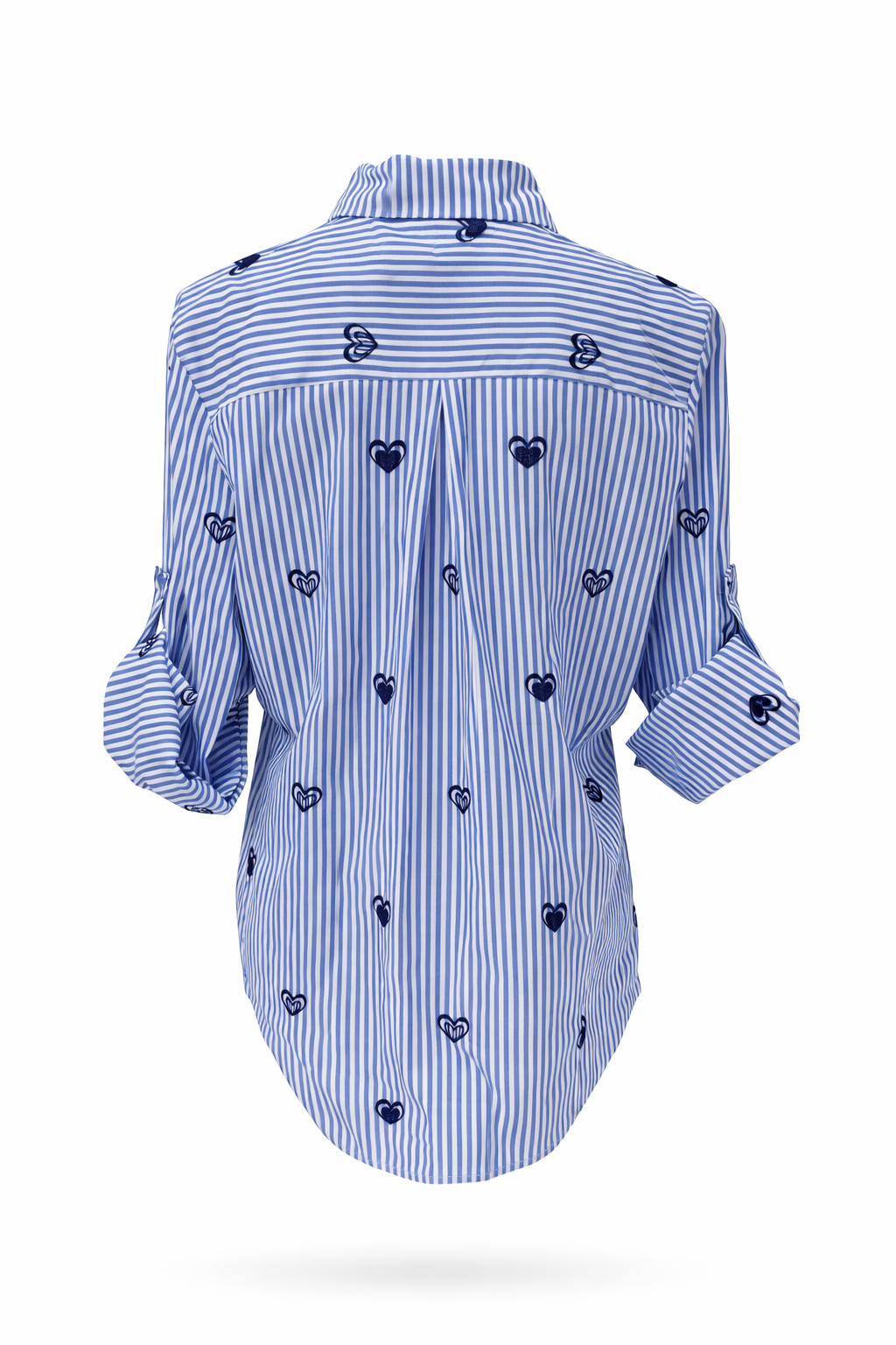 Gestreifte Bluse mit Herzstickerei blau/weiß, Gr. 36-42