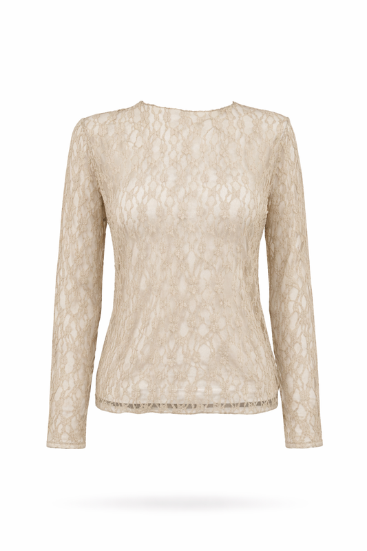 Zartes Spitzenoberteil taupe, Gr. 36-42