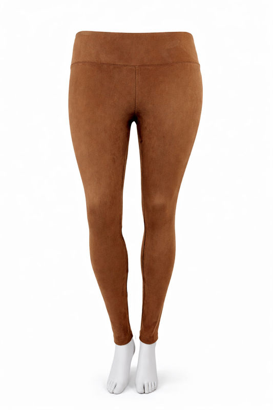 Leggins Velourlederoptik cognac, Gr. 34-42