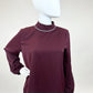 Bluse bordeaux mit Zierkette am Kragen, Gr. 34-40