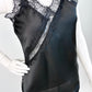 Satintop mit Spitze asymmetrisch schwarz, Gr. 34-36
