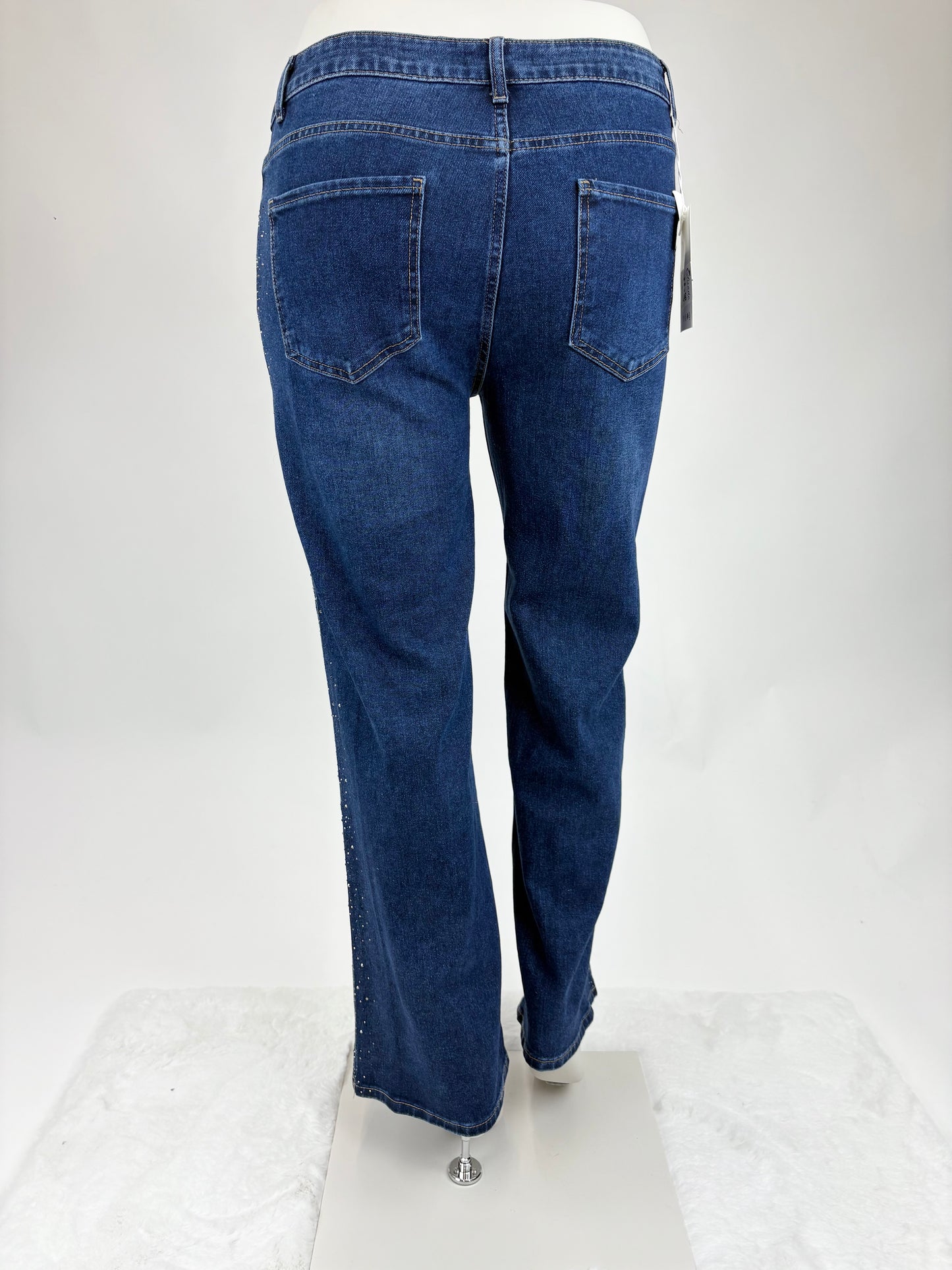 Straight Leg Jeans Glitzer dunkelblau , Gr. 42 & 44