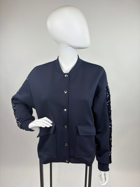 Sweatjacke mit Paillettenärmeln, Gr. 36-42