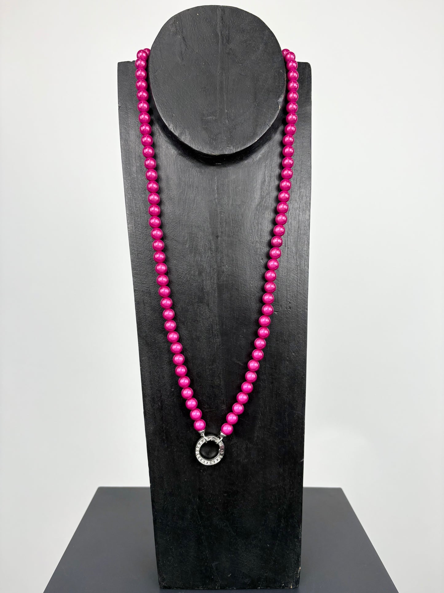 Moonligt Pearls Halskette pink & Zirkonia Ring-Anhänger