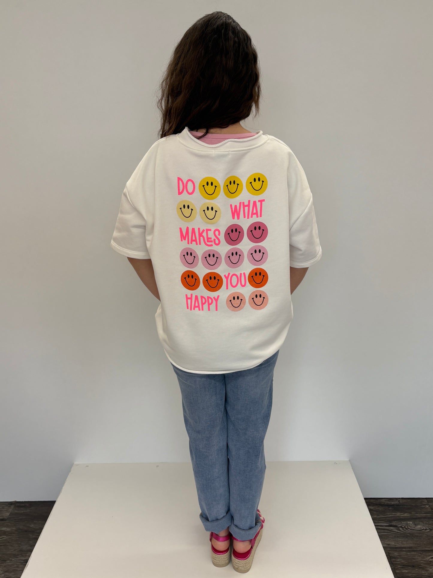 Shirt "Happy" off-white, Gr. 36-42