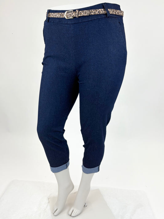 Jeanshose mit Leoparden-Gürtel , Gr. 36-44