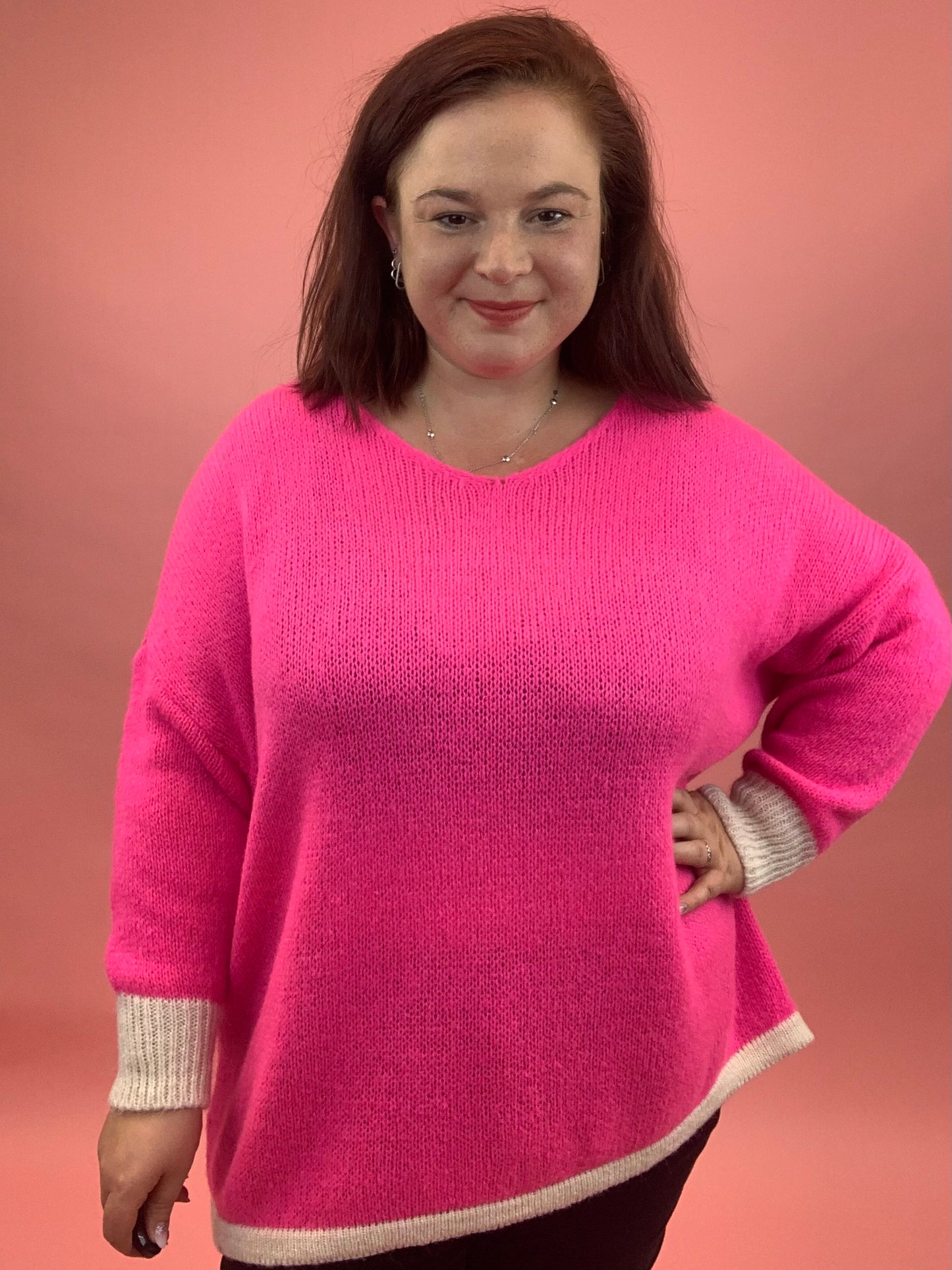 Oversize Pullover Stern Rücken pink, Gr. 40-46