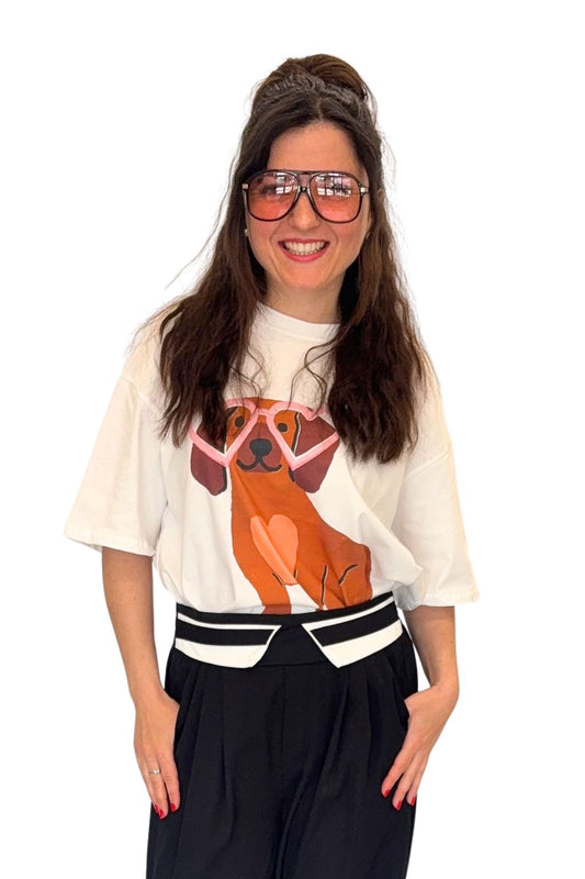 T-Shirt mit Dackel Print, Gr. 36-42