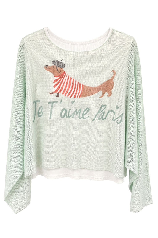Feinstrickpullover + Top "Je t'aime Paris" mint, Gr. 36-42