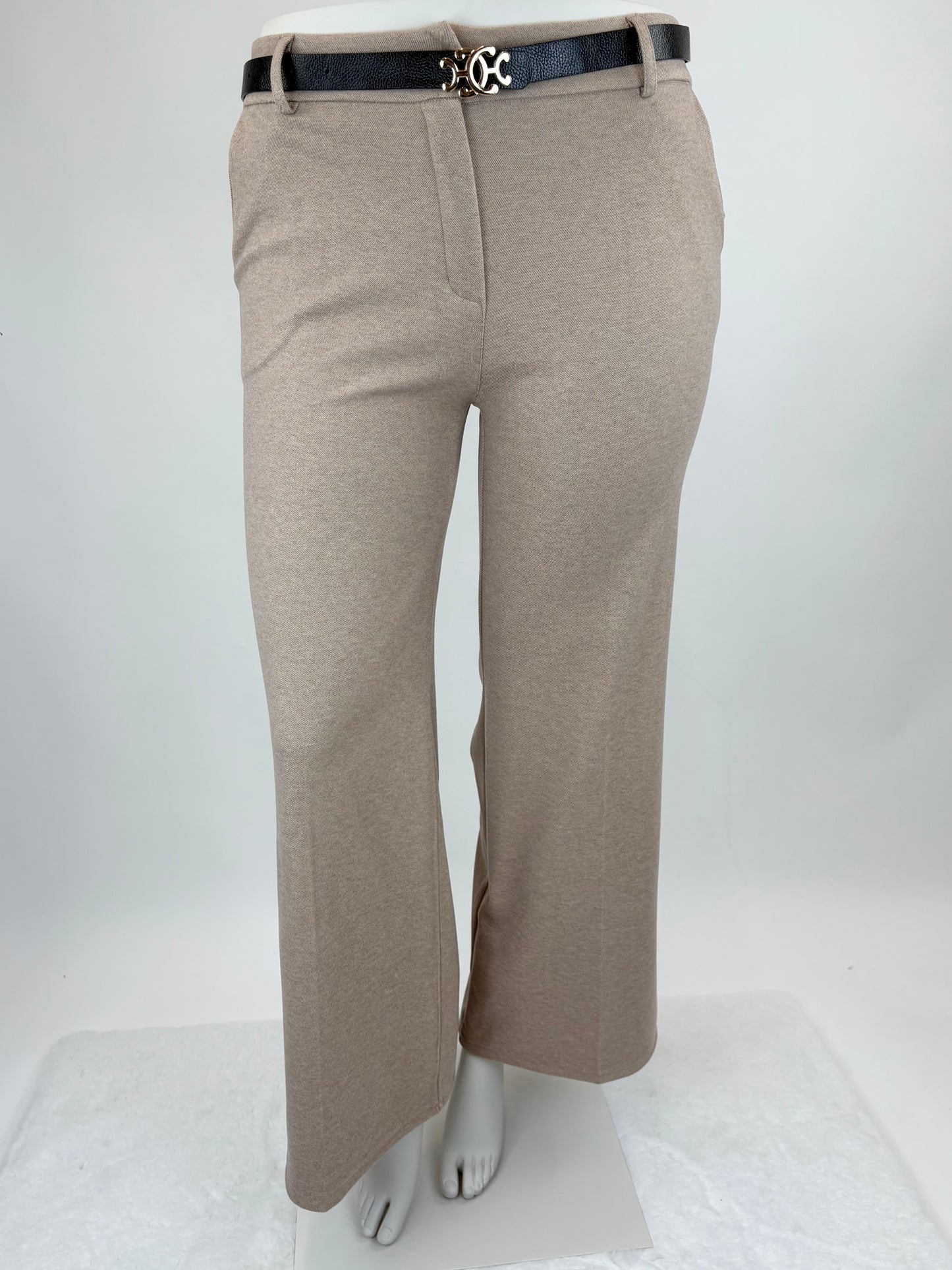Elegante Stoffhose mit Gürtel taupe, Gr. 36-42