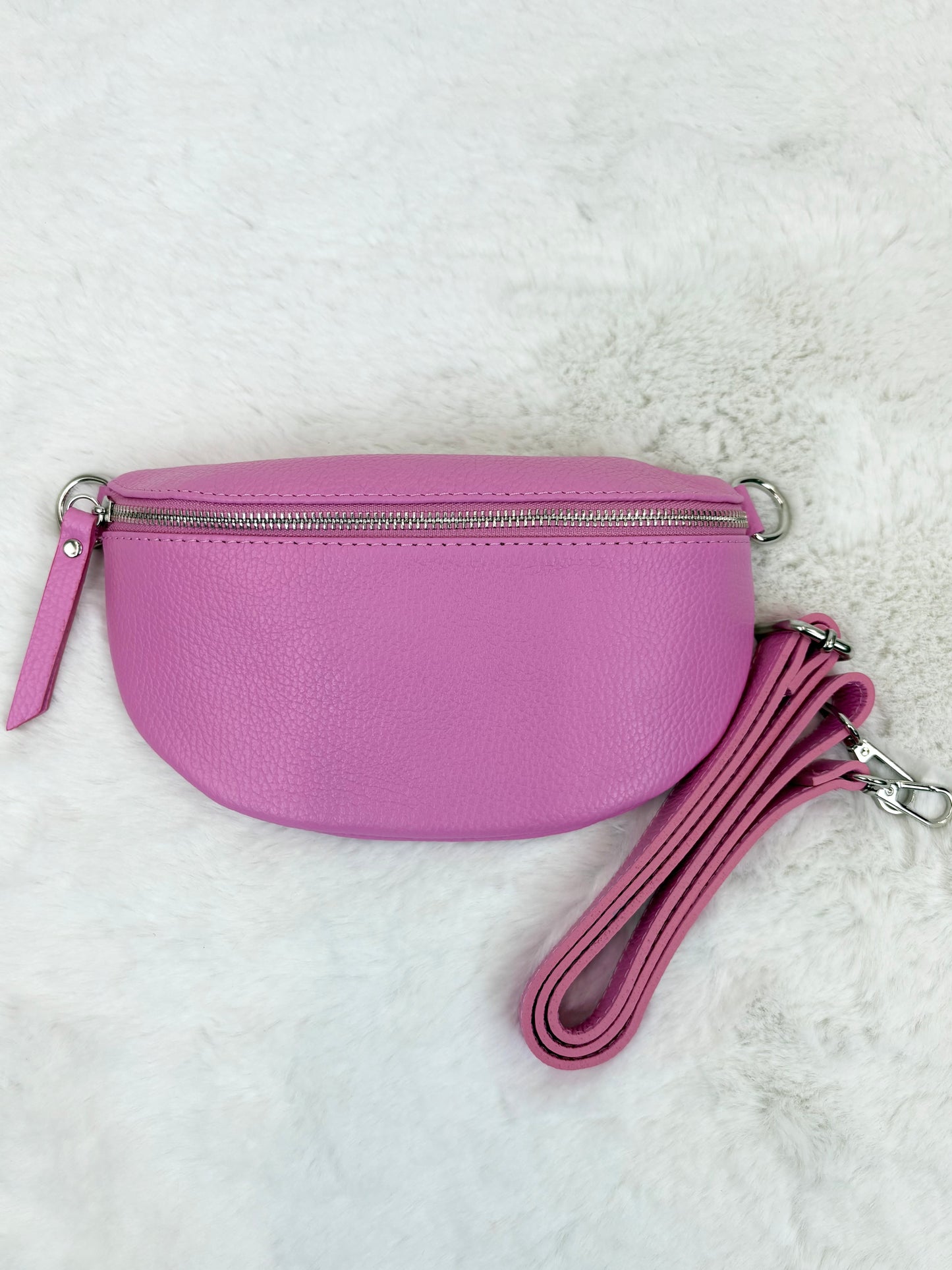 Leder-Bauchtasche pink