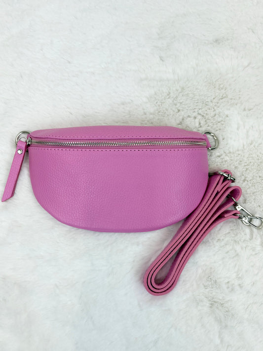 Leder-Bauchtasche pink