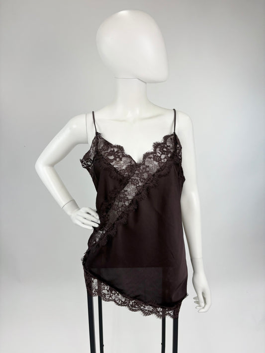 Spitzentop in schokobraun Gr. 36-40