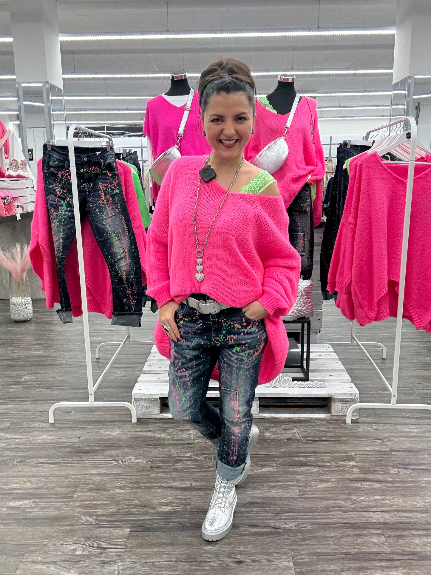 Schnürstiefeletten silber, Gr. 36-41