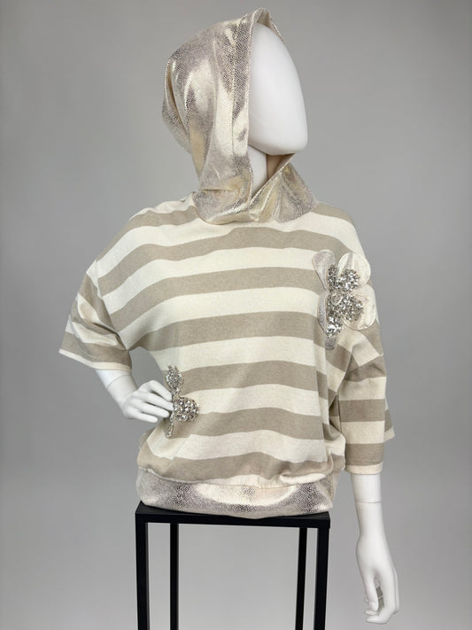 Hoodie mit Paillettenblumen,  Gr.36-44