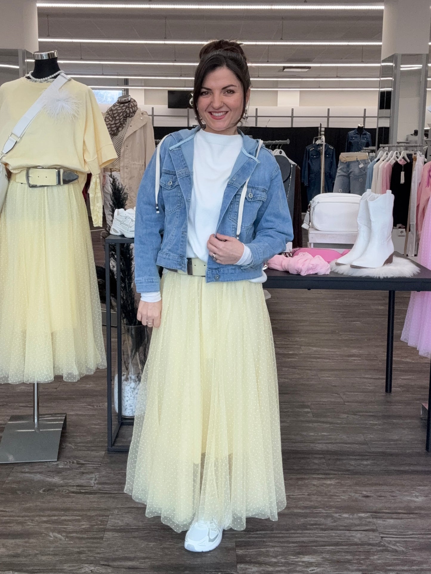 Tüllrock mit Pünktchen rosa, Gr. 34-42