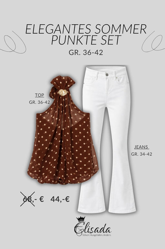 Elegantes Sommer Punkte Set braun, Gr. 36-42