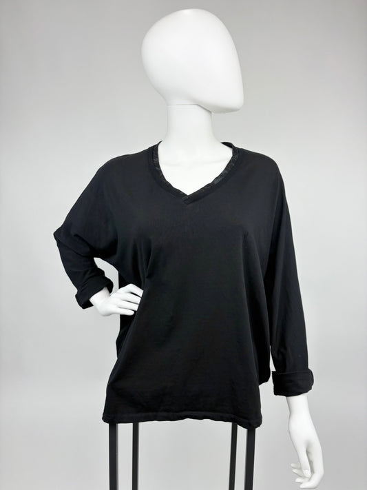 V-Neck Shirt Leo schwarz, Gr. 36-42