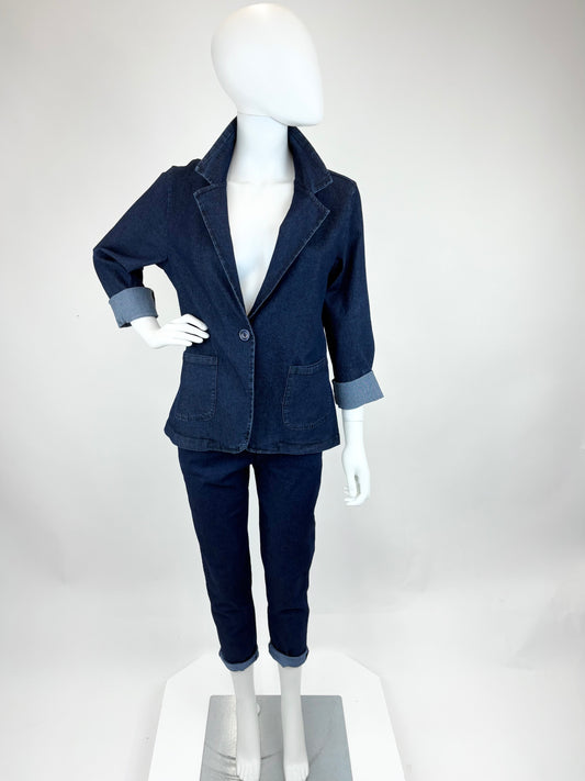 Jeans-Anzug Blazer und Hose Set , Gr. 36-44
