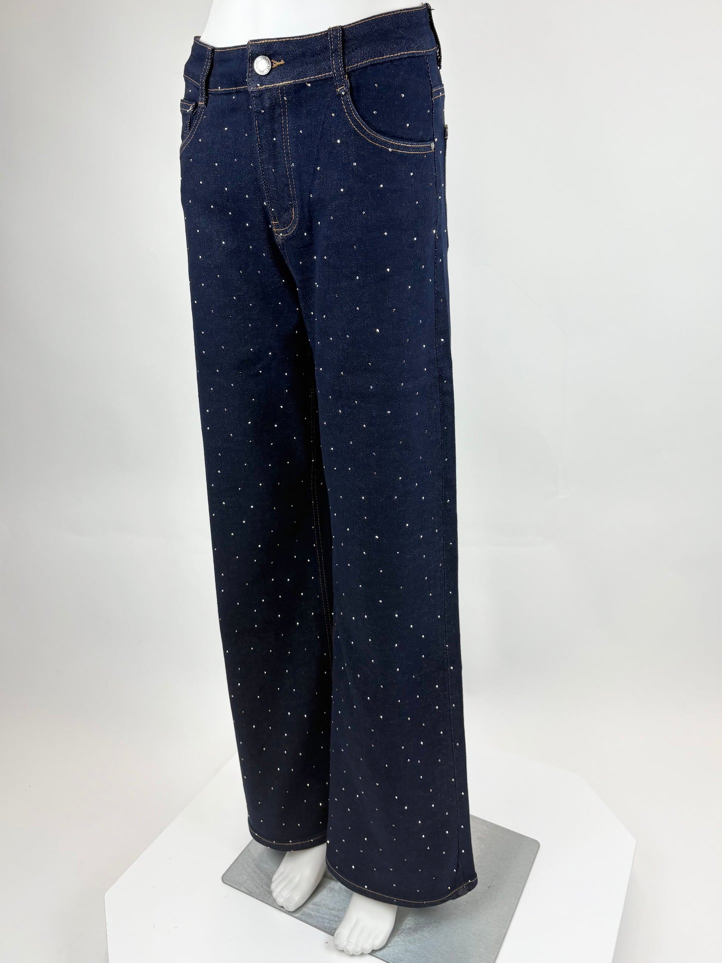 Straight Leg Jeans Glitzer blau, Gr. 36-46
