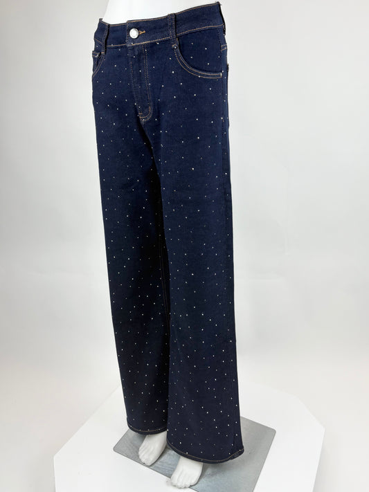 Straight Leg Jeans Glitzer blau, Gr. 36-46