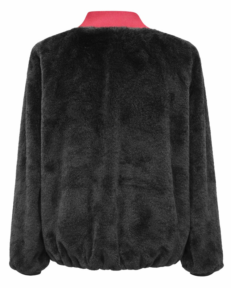 Faux-Fur Jacke schwarz, Gr. 36-42