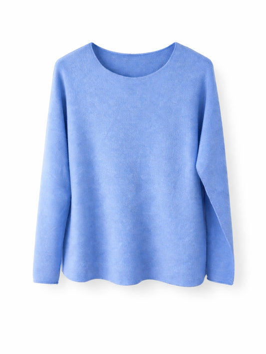 Pullover Rundhals-Ausschnitt taubenblau , Gr. 36-44