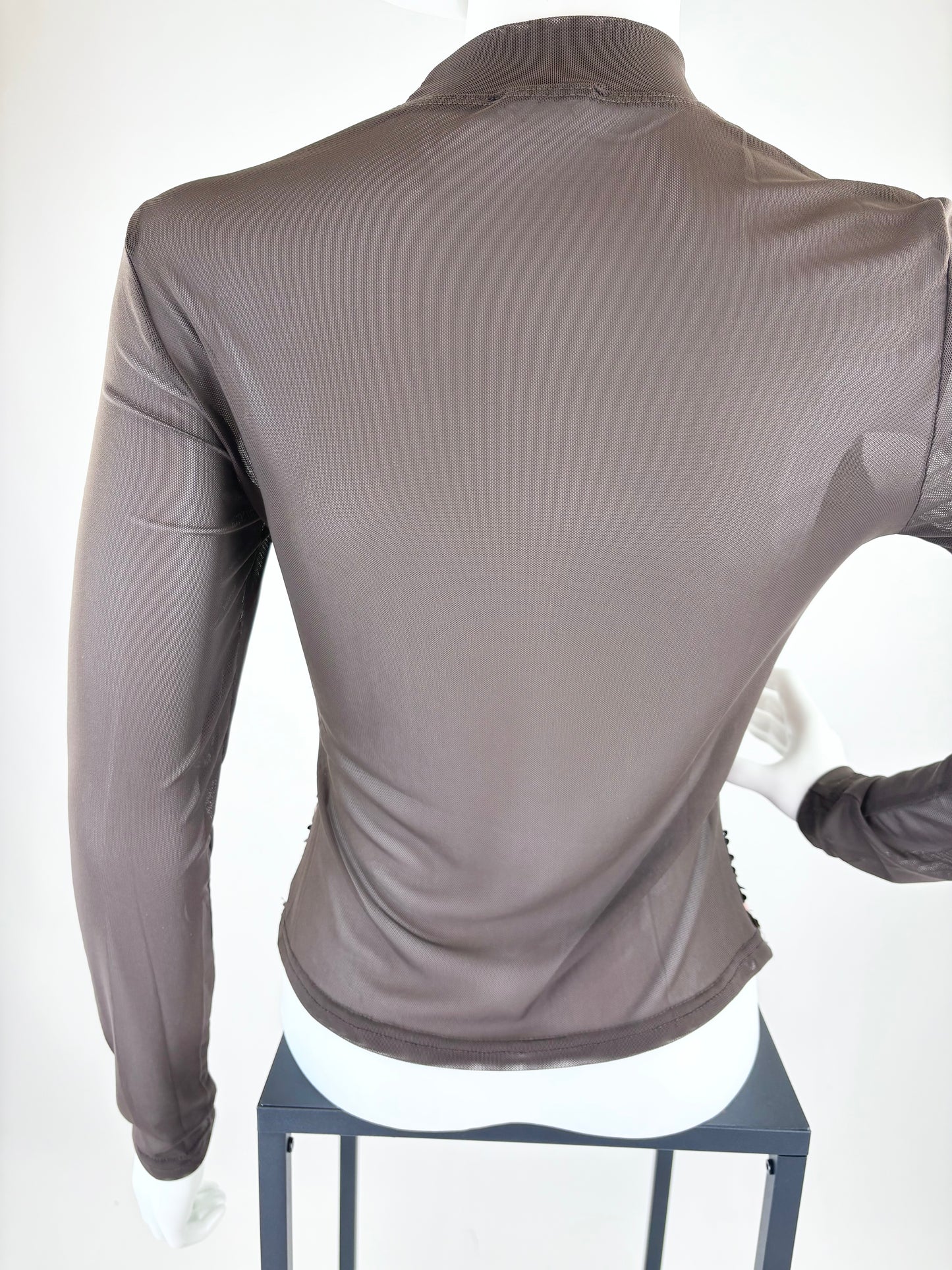 Mesh-Oberteil mit Pailletten-Corsagen-Optik braun, Gr. 34-40