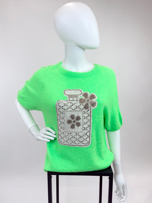 Strickshirt neongrün, Gr. 34-40