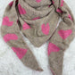 Dreieckstuch Herz taupe/pink