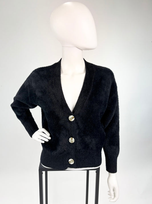 Strickjacke mit Knöpfen schwarz, Gr. 36-42