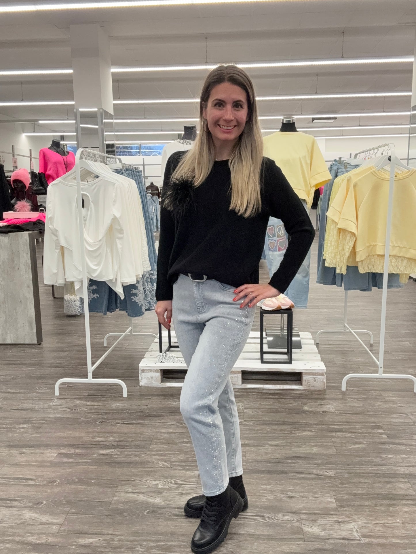 Pullover Rundhalsauschnitt rosa, Gr. 36-42