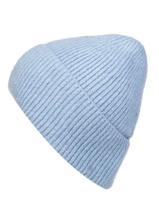 Glitzernde Strickmütze hellblau