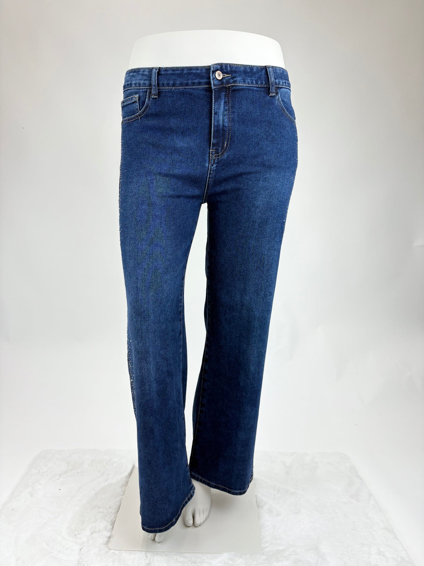 Straight Leg Jeans Glitzer dunkelblau , Gr. 42 & 44