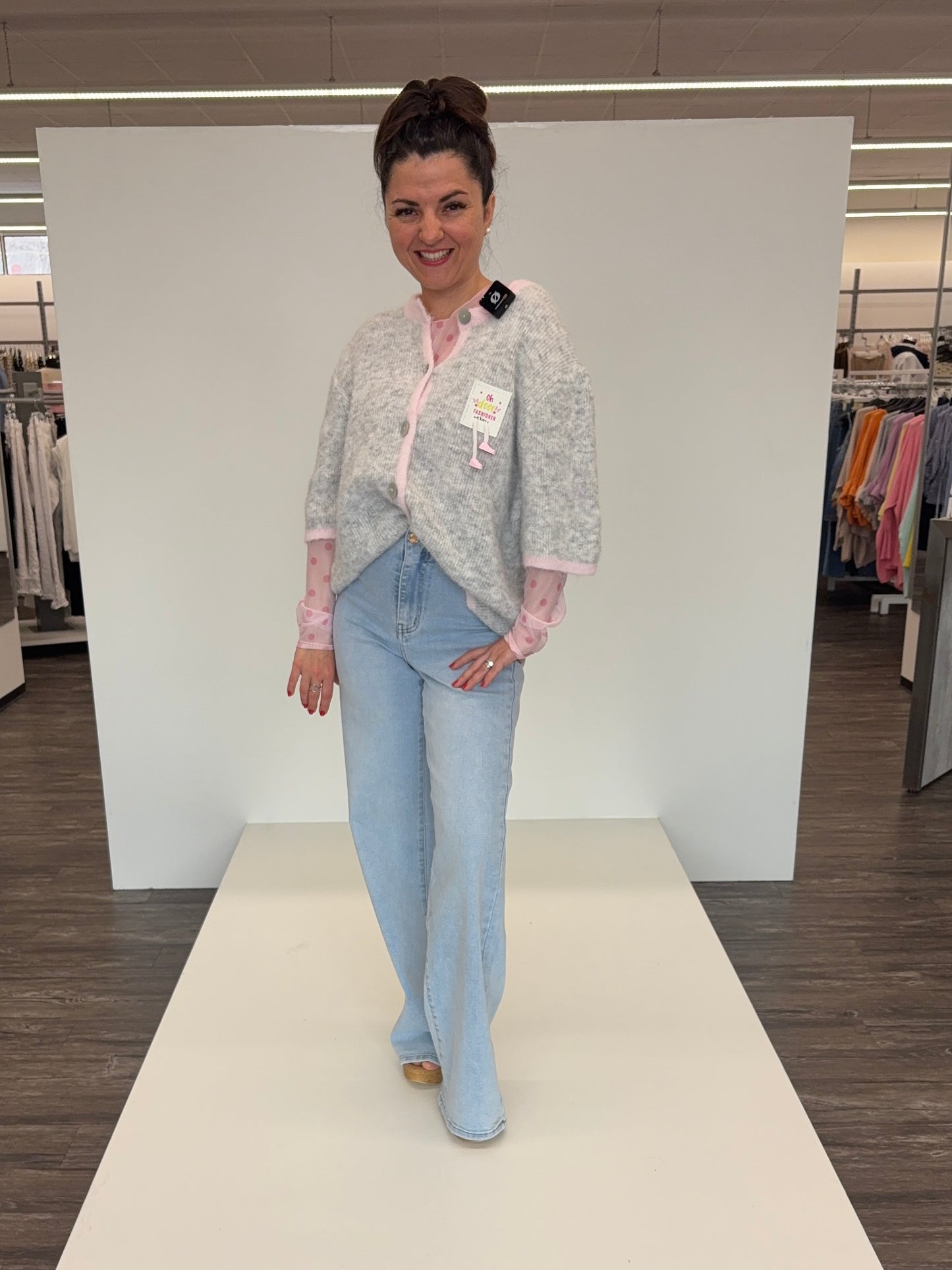 Mesh-Shirt mit Punkten rosa/pink, Gr. 34-40