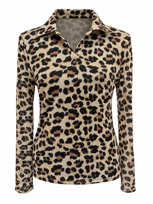 Longsleeve mit Polokragen Leo semi-transparent, Gr. 36-44