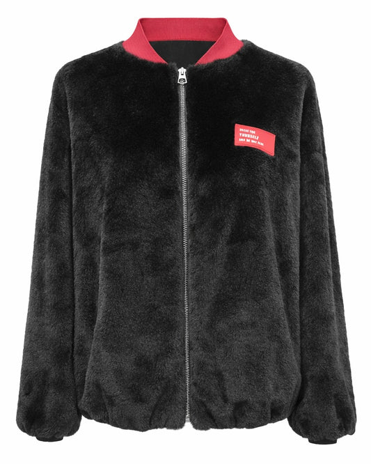 Faux-Fur Jacke schwarz, Gr. 36-42