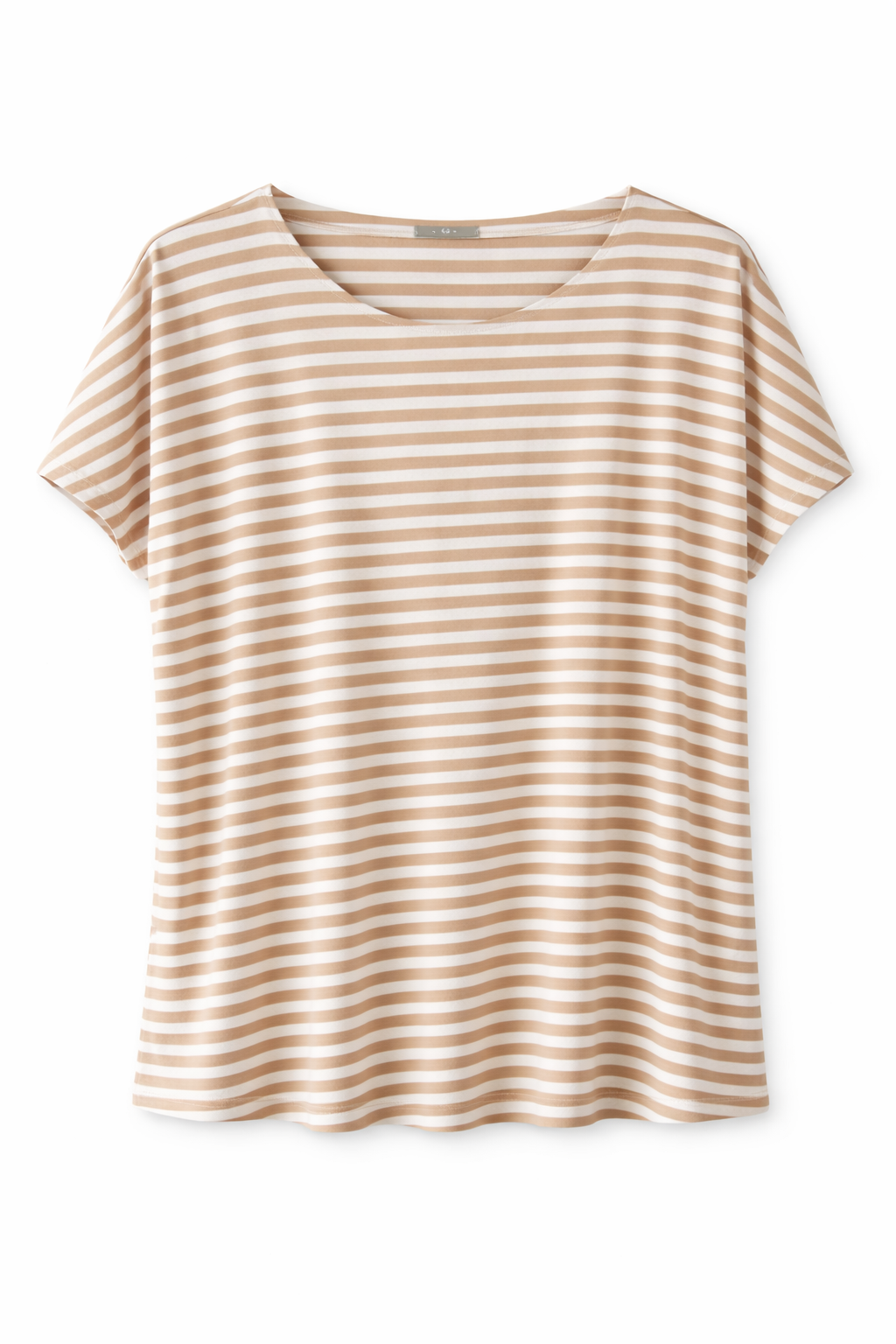 Streifen Kurzarm-Shirt weiß/beige, Gr. 38-44