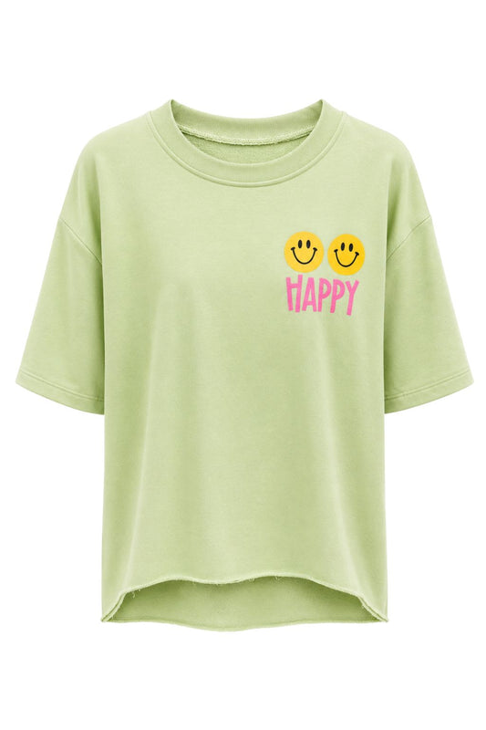 Shirt "Happy" hellgrün, Gr. 36-42