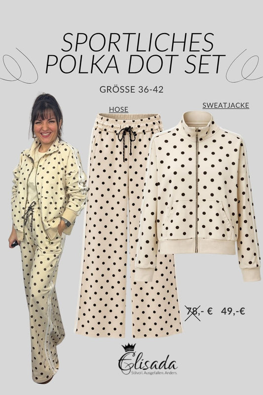 Sportliches-Polka-Dot-Set-creme, Gr. 36-42,