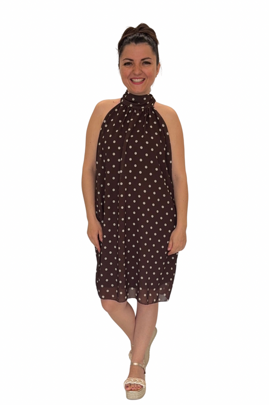 Neckholder Kleid mit Punkte-Print , Gr. 36-42