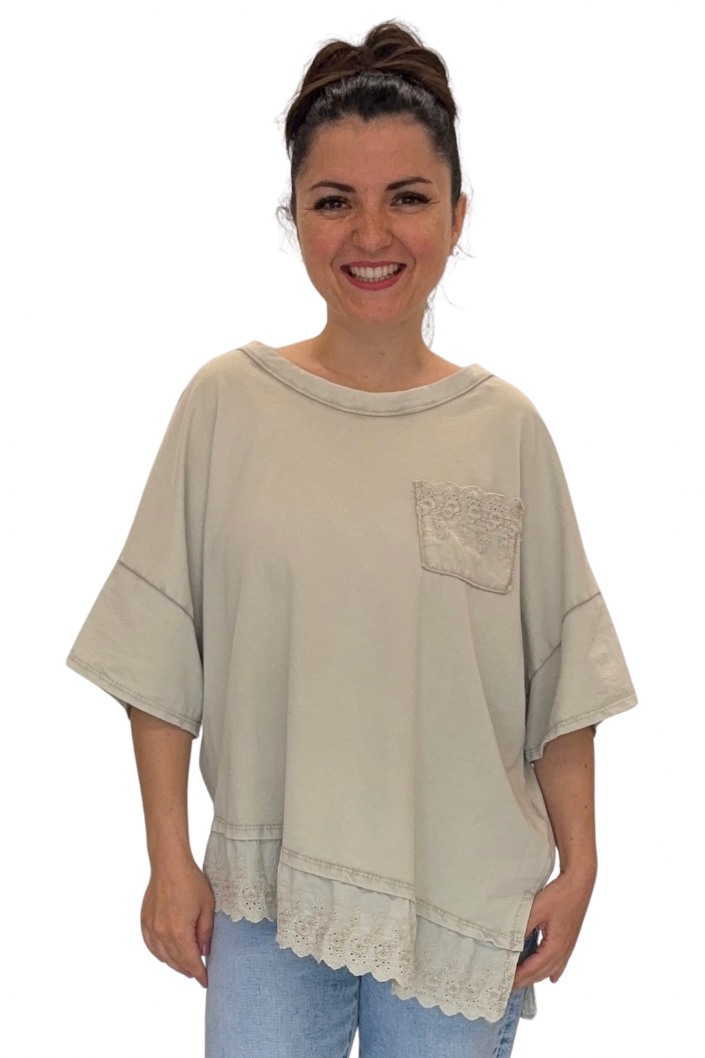 Shirt mit Spitzen-Details, Gr, 36-42