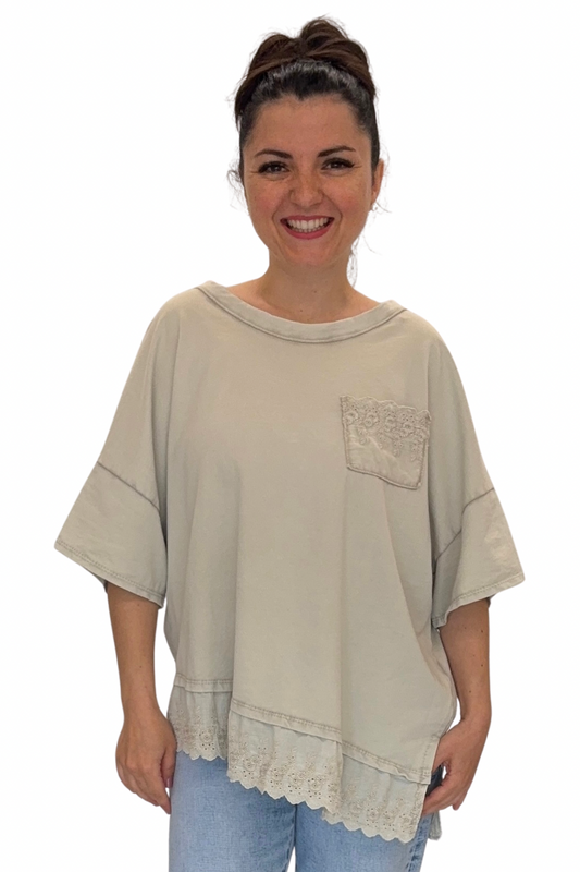 Shirt mit Spitzen-Details, Gr, 36-42