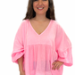 Tunika-Bluse neonpink, Gr. 38-44